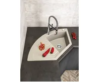 SAPHO Granitový vestavný dřez rohový s odkapem, 114x57,5cm, béžová (6)