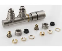 SAPHO TWIN připojovací sada ventilů termostatická pro středové připojení, nerez mat (3)