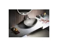 SAPHO PUNC betonové umyvadlo na desku, včetně výpusti, 53x39cm, černý granit (1)