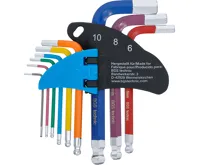 BGS Sada zahnutých klíčů, vícebarevné, krátké, vnitřní šestihran, vnitřní šestihran s kulovou (2)