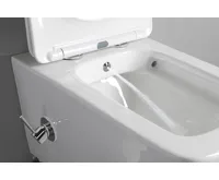 SAPHO PORTO CLEANWASH závěsná WC mísa Rimless, integrovaná baterie a bidet. sprška, 36x52cm, bílá (6)