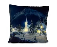 HomeLife LED svítící povlak na polštář Zimní vesnička 40 x 40 cm (1)