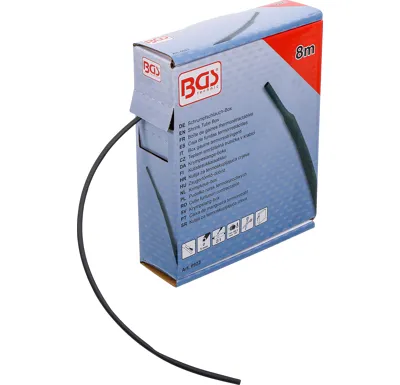 BGS Teplem smrštitelná trubička v krabici, černá, O 3,2 mm, 8 m