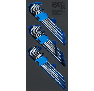 BGS Pěnová vložka (modul) sada zahnutých klíčů , extra dlouhé , T-profil (pro Torx)