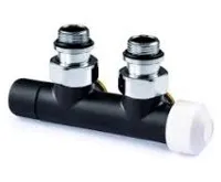 Honeywell Therafix Design H-blok s termostat. ventilem, matné černé, rohové pravé, DN15 Honeywell Therafix Design H-blok s termostat. ventilem, matné černé, rohové pravé, DN15