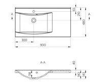 SAPHO LUCIOLA umyvadlo, litý mramor, 90x48cm, levé, bílá (6)