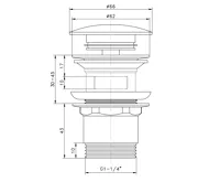 AQUALINE Umyvadlová výpust 5/4“, click-clack, velká zátka, 30-45mm, chrom (3)