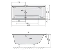 POLYSAN CLEO SLIM obdélníková vana 180x80x48cm, bílá (5)