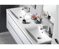 SAPHO LUCIOLA dvojumyvadlo, litý mramor, 150x48cm, bílá (7)