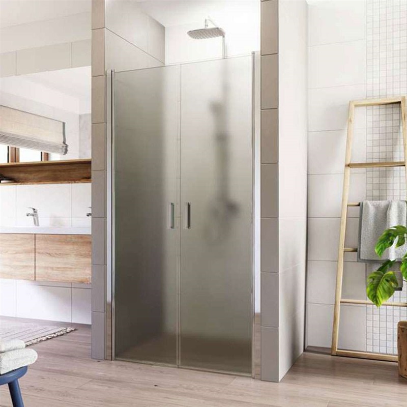 LIMA Sprchové dveře, dvoukřídlé, lítací, 90 cm, chrom ALU, sklo Point