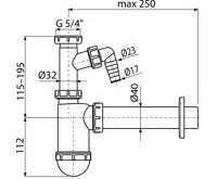 ALCAPLAST Sifon umyvadlový DN 40 s přípojkou Ø 17–23 a převlečnou maticí G 5/4" A43P (1)