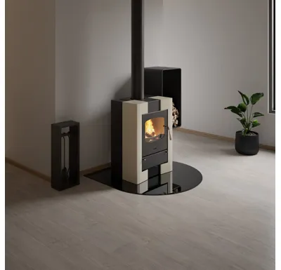 Sklo pod kamna - FLAMINGO Kapka 1100x1100 mm, černé, fazeta / 6 mm