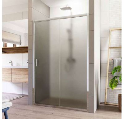 LIMA Sprchové dveře, dvoudílné, zasunovací, 100 cm, chrom ALU, sklo Point