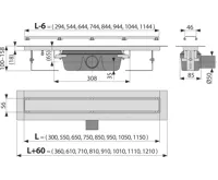 ALCAPLAST Sprchový liniový žlab nerezový, bez okraje, s roštem pro vložení dlažby, délka 650 mm APZ15-650 (1)