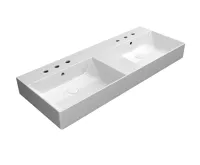 GSI KUBE X keramické dvojumyvadlo 120x47cm, broušená spodní hrana, 3 otvory, bílá ExtraGlaze
