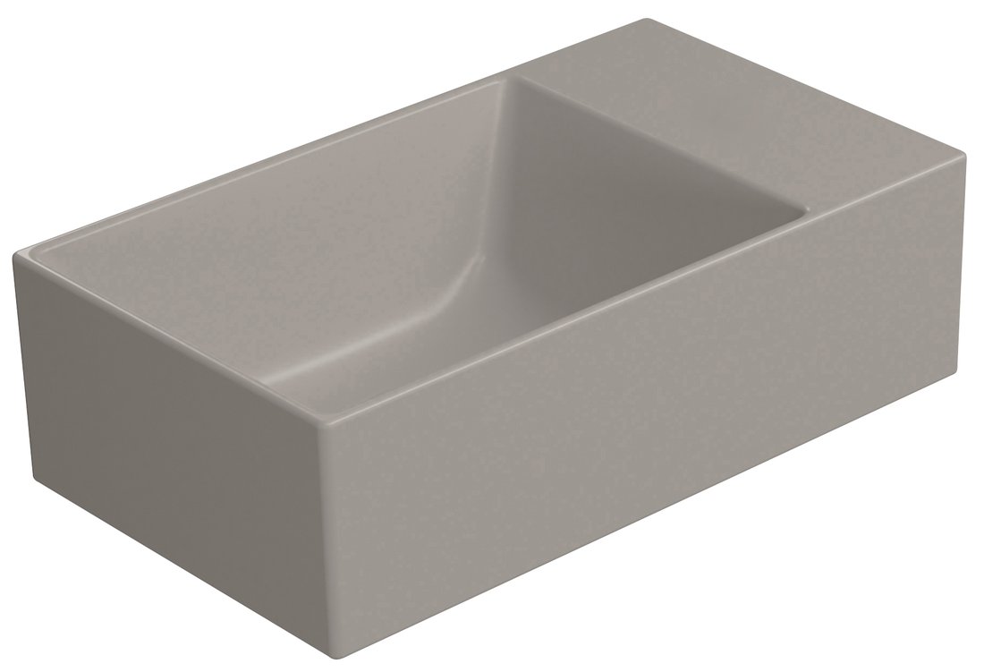 Gsi kube x keramické umývátko 40x23cm, bez otvoru, pravé/levé, tortora mat