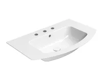 GSI PURA keramické umyvadlo Slim oblé 82x49cm, broušená spodní hrana, 3 otvory, bílá ExtraGlaze