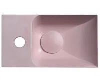 SAPHO PICCOLINO betonové umývátko 30,8x17cm, baterie vlevo, růžová mat (9)