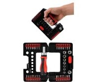 BGS Bity a hlavice nástrčné 1/4&quot; s ráčnovým šroubovákem,sada 38 dílů