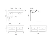 GSI NORM keramické dvojumyvadlo 125x50cm, 3 otvory, bílá ExtraGlaze (4)