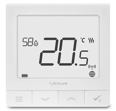 SALUS Ultratenký termostat s čidlem vlhkosti a vestavěnou Li-Ion baterií SQ610RF, Systém SMART HOME