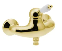 SAPHO KIRKÉ WHITE nástěnná sprchová baterie, bílá páčka, zlato SAPHO KIRKÉ WHITE nástěnná sprchová baterie, bílá páčka, zlato