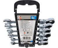 BGS Klíče očkoploché ráčnové 1/4"-9/16", kloubové, sada 6 dílů BGS Klíče očkoploché ráčnové 1/4"-9/16", kloubové, sada 6 dílů