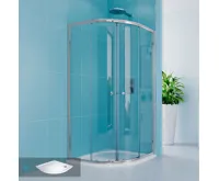 Sprchový set z Kory Lite, čtvrtkruh, 80 cm, chrom ALU, sklo Čiré a vaničky z litého mramoru vč. sif. (4)