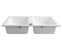 SAPHO Granitový dvojdřez, 78x47,5cm, bílá (4)