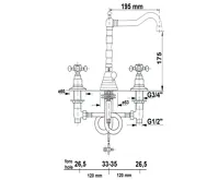 SAPHO ANTEA tříprvková umyvadlová baterie s retro hubicí, s výpustí, růžové zlato (2)