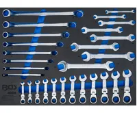 BGS Vložka do dílenského vozíku 3/3: sada očkoplochých klíčů a ráčnových očkových klíčů | klou