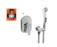 Podomítková baterie s bidetovou sprchou, Zuna, Mbox, oválný kryt, chrom