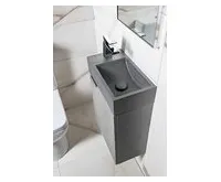 SAPHO CREST L betonové umývátko, nástěnné, včetně výpusti, 40x22cm, černý granit (1)