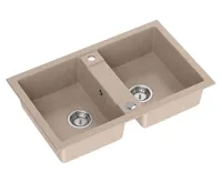 SAPHO Granitový dvojdřez, 78x48cm, béžová (3)