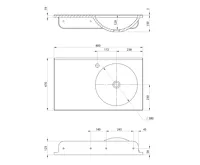 SAPHO JUNO umyvadlo, litý mramor, 80x47cm, pravé, bílá (6)