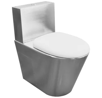 NOFER WC kombi mísa s nádržkou včetně splachovacího mechanismu a WC sedátka 370x680x620 mm, nerez mat