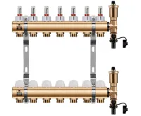 WIGELL Mosazný rozdělovač 7 okruhů, pro podlahového topení s hlavicemi a průtokoměry WIGELL Mosazný rozdělovač 7 okruhů, pro podlahového topení s hlavicemi a průtokoměry