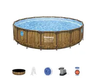 Bestway Bazén Power Steel Wood Swim Vista 5,49 x 1,22 m - 56977 (1)