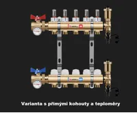 WIGELL Mosazný rozdělovač  8 okruhů, pro podlahového topení  s hlavicemi a průtokoměry (2)