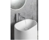 SAPHO TREVA umyvadlo volně stojící, litý mramor, 56,5x85cm, kryt výpusti, bílá mat (5)