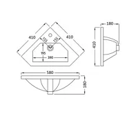 AQUALINE Keramické umyvadlo rohové 41x41 cm, nábytkové (6)