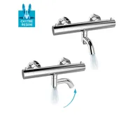 Termostatická nástěnná vanová baterie s hadicí, ruční a talířovou kulatou sprchou slim 200 mm (5)