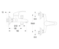 AQUALINE AQUALINE 35 nástěnná vanová baterie, chrom (2)