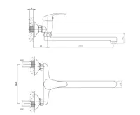 AQUALINE AQUALINE 35 nástěnná baterie, ramínko ploché 220mm, chrom (2)