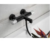 SAPHO SOLARIS nástěnná vanová termostatická baterie, černá mat/chrom (3)