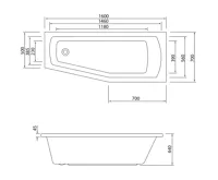 AQUALINE OPAVA vana 160x70x44cm, pravá, bílá (4)