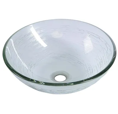 SAPHO RIPPLE skleněné umyvadlo na desku Ø 42cm, čirá s motivem