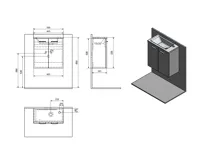 AQUALINE ZOJA/KERAMIA FRESH umyvadlová skříňka 49x50x24,5cm, dub platin (6)