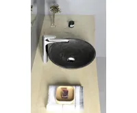 SAPHO BLOK 1 kamenné umyvadlo na desku Ø 40cm, matný tmavý kámen (4)