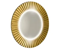 SAPHO PRIDE STRIP kulaté zrcadlo s LED osvětlením v rámu ø 90cm, zlato